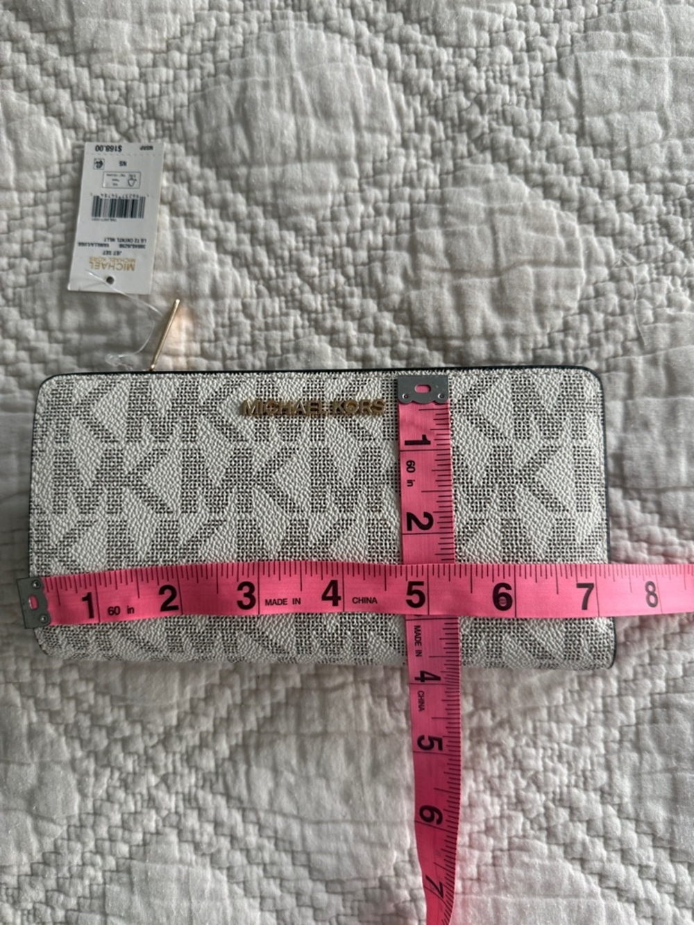 Michael Kors Jet Set Continental  Signature Vanilla Slim Wallet Snap Closure NEW - Picture 9 of 11